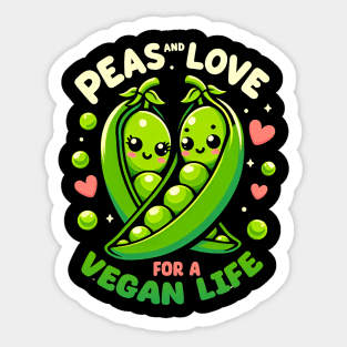 Peas & Love for a Vegan Life | funny Vegan lover Sticker